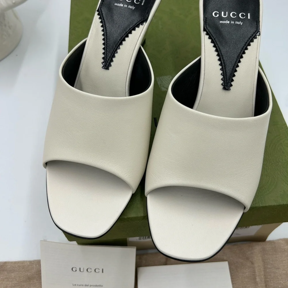 Women's Gucci interlocking G leather sandal size 37.5 made in Italy - Picture 10 of 11